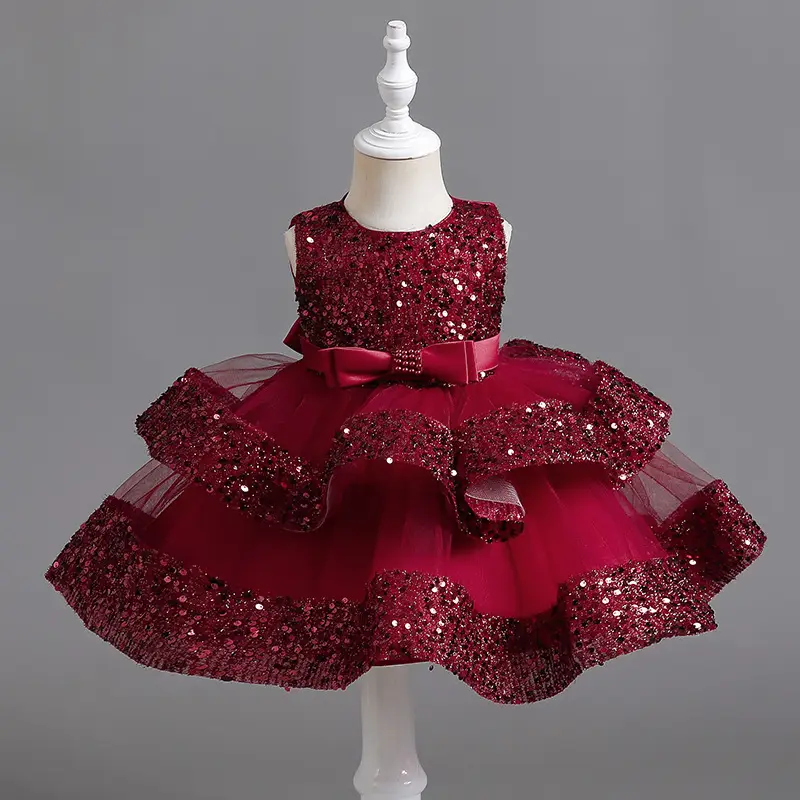 Princess Red Sequin Tulle Dress for Girls