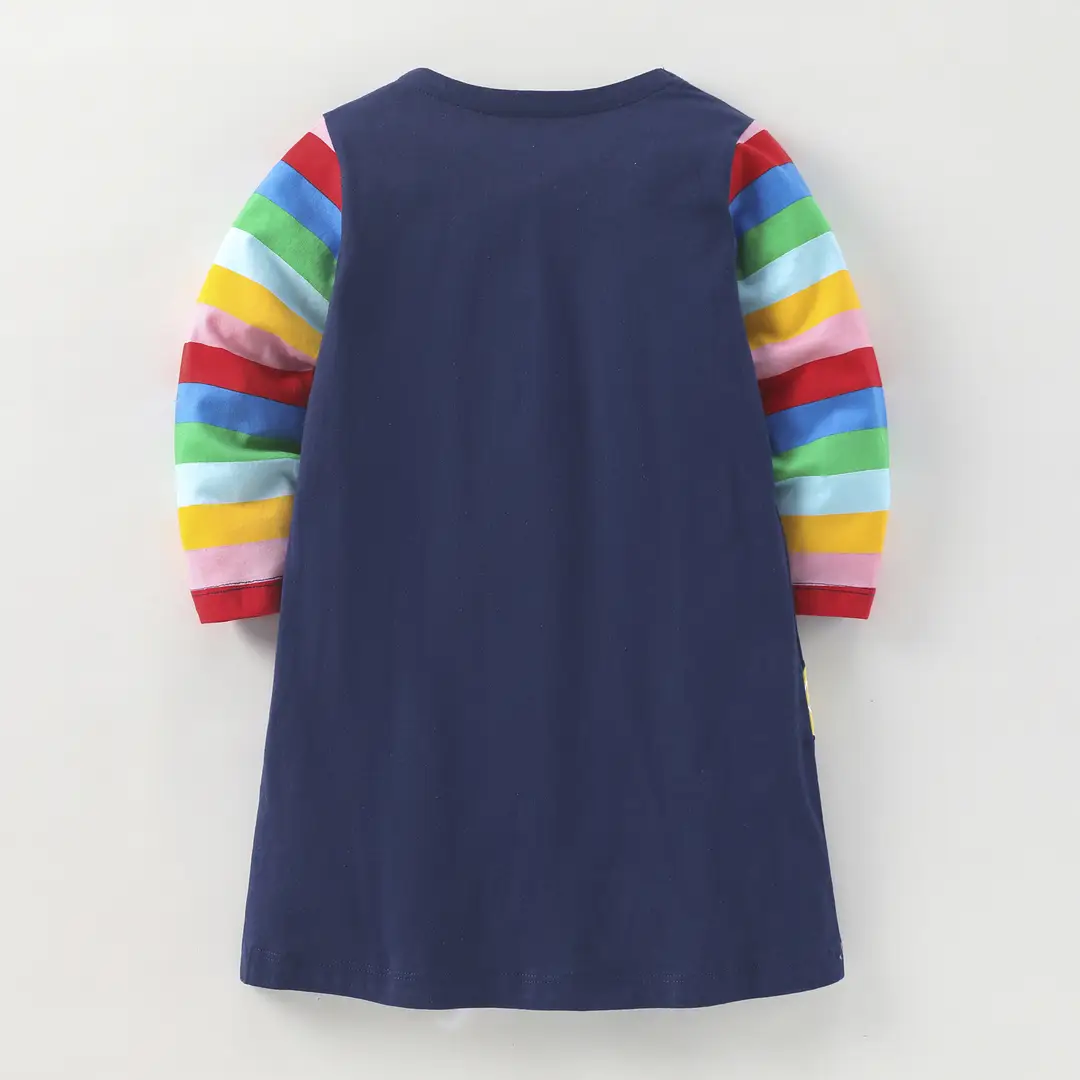 Kids Space Dress Navy Blue Planet Print Long Sleeve
