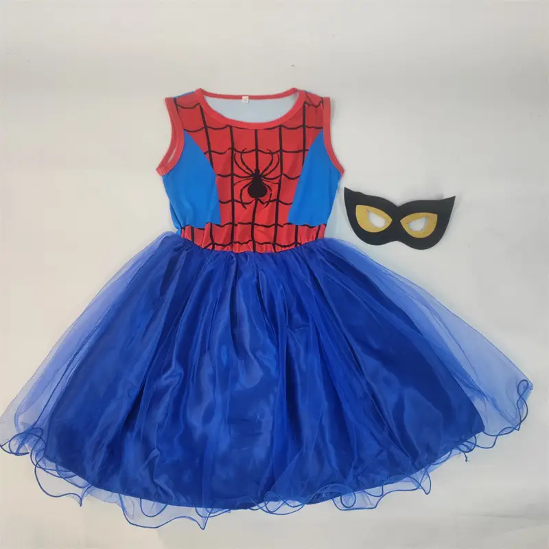 Spider-Man Blue Tulle Dress with Mask for Kids