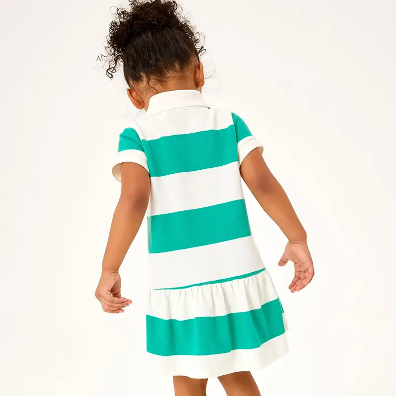 Little Raven Striped Green White Kids Dress
