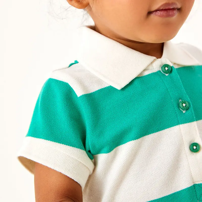 Little Raven Striped Green White Kids Dress