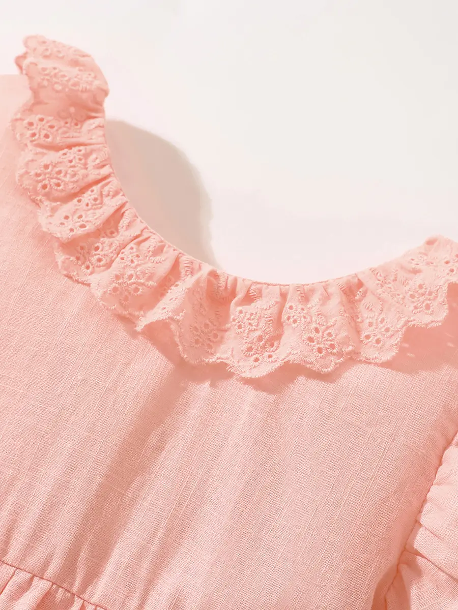 Cute Bunny Embroidered Cotton Dress for Girls Summer