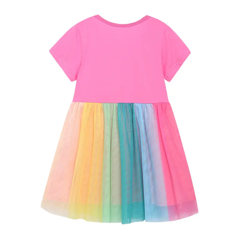 Girls Butterfly Embroidered Rainbow Skirt Dress
