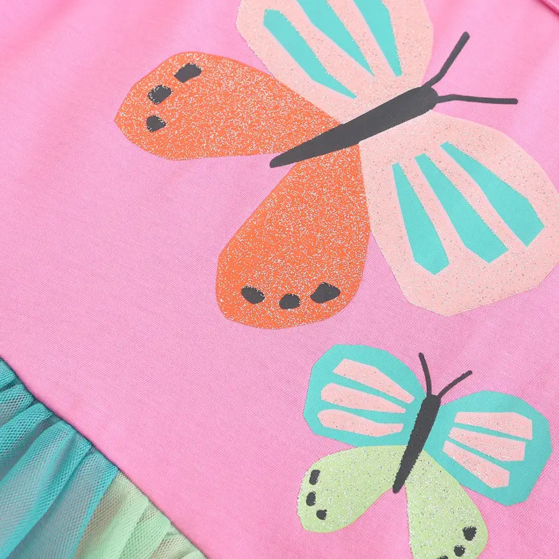 Girls Butterfly Embroidered Rainbow Skirt Dress