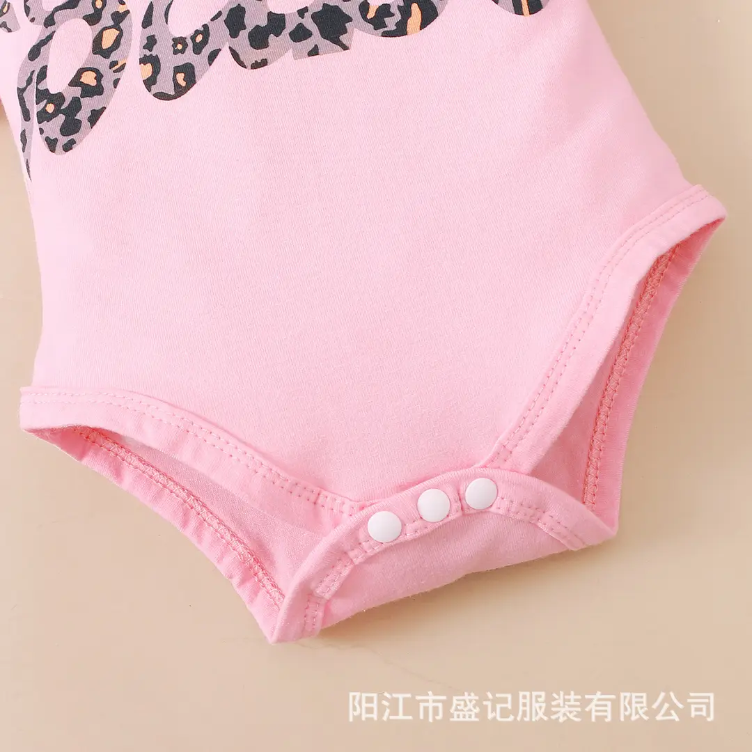 Pink Leopard Print Baby Outfit Set for 0-3M