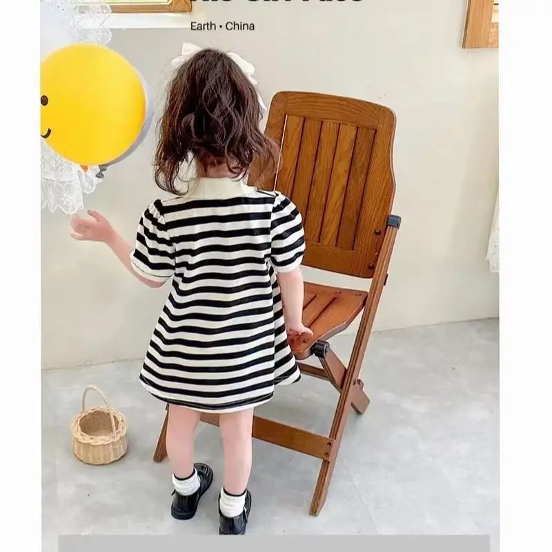 Kids A-Line Striped Skirt Black White Summer Wear