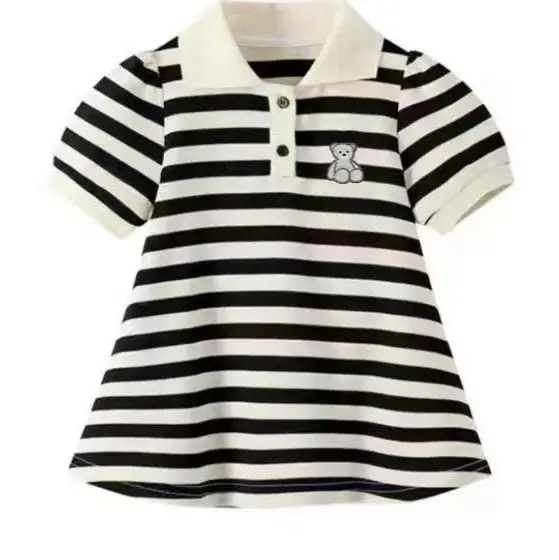 Kids A-Line Striped Skirt Black White Summer Wear
