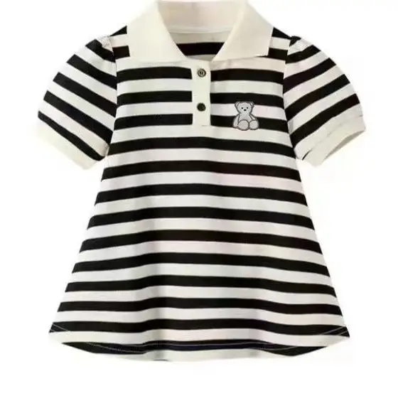 Kids A-Line Striped Skirt Black White Summer Wear