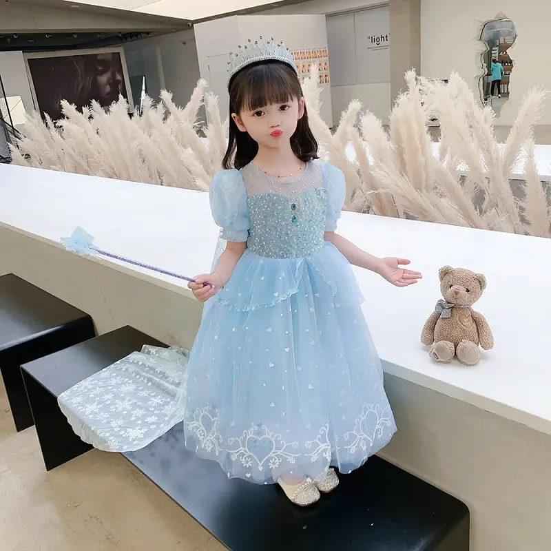 Elsa Princess Blue Dress for Girls 3-6 Years