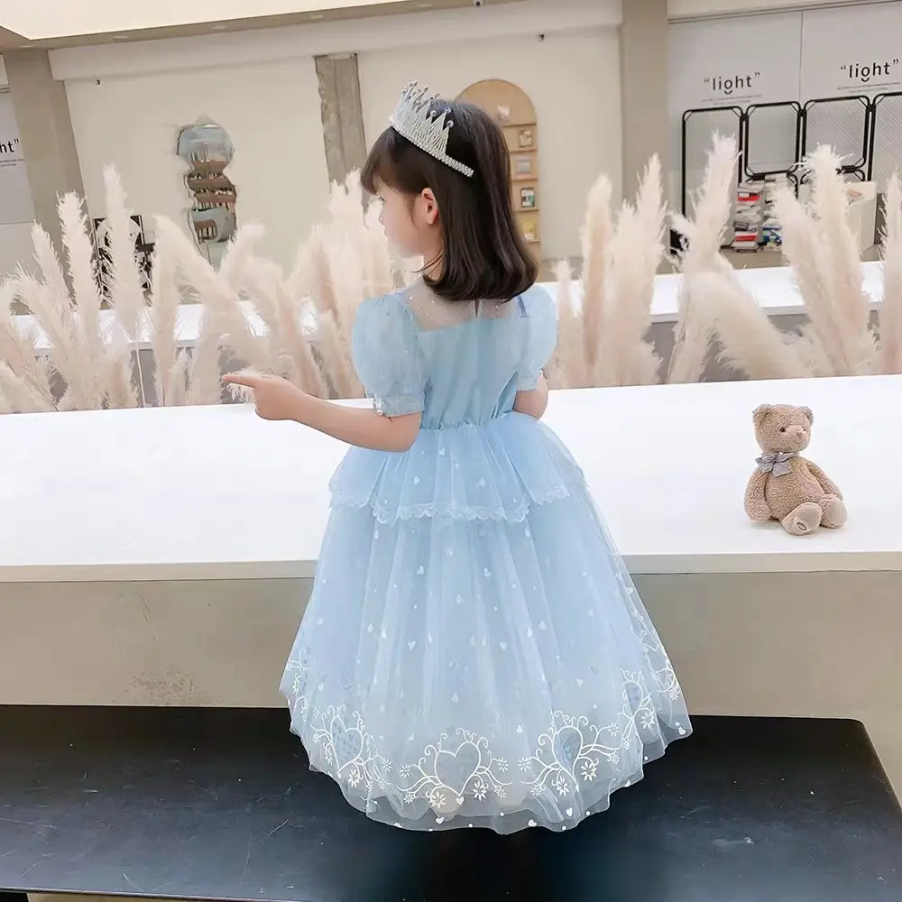 Elsa Princess Blue Dress for Girls 3-6 Years