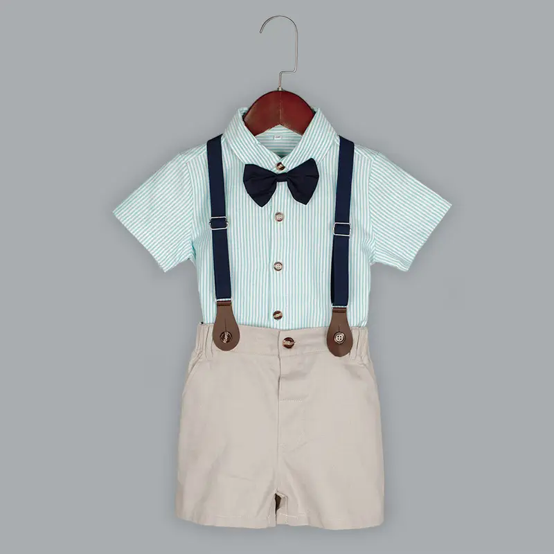 Kids Striped Shirt & Suspender Pants Set 2-3Yr