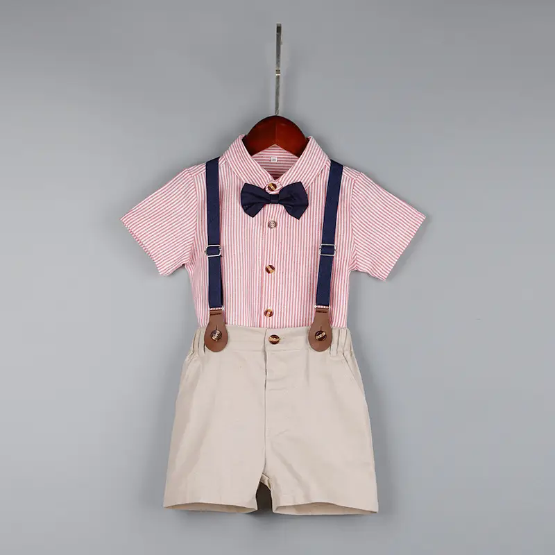 Kids Striped Shirt & Suspender Pants Set 2-3Yr