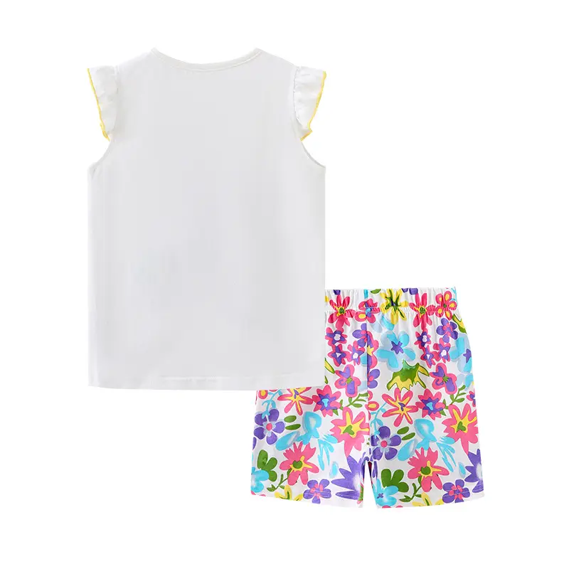 Kids Butterfly Printed Cotton Suit White Floral Shorts