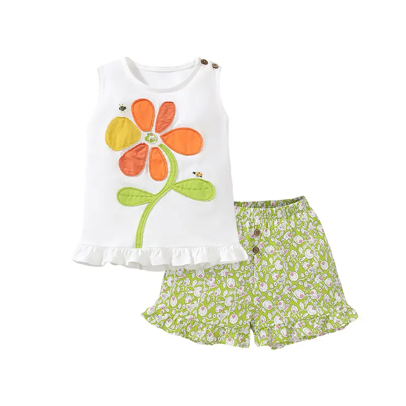 Kids Floral Top & Shorts Suit Summer Wear