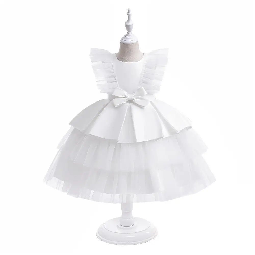Green Tulle Ruffled Dress for Girls Wedding Party Wear