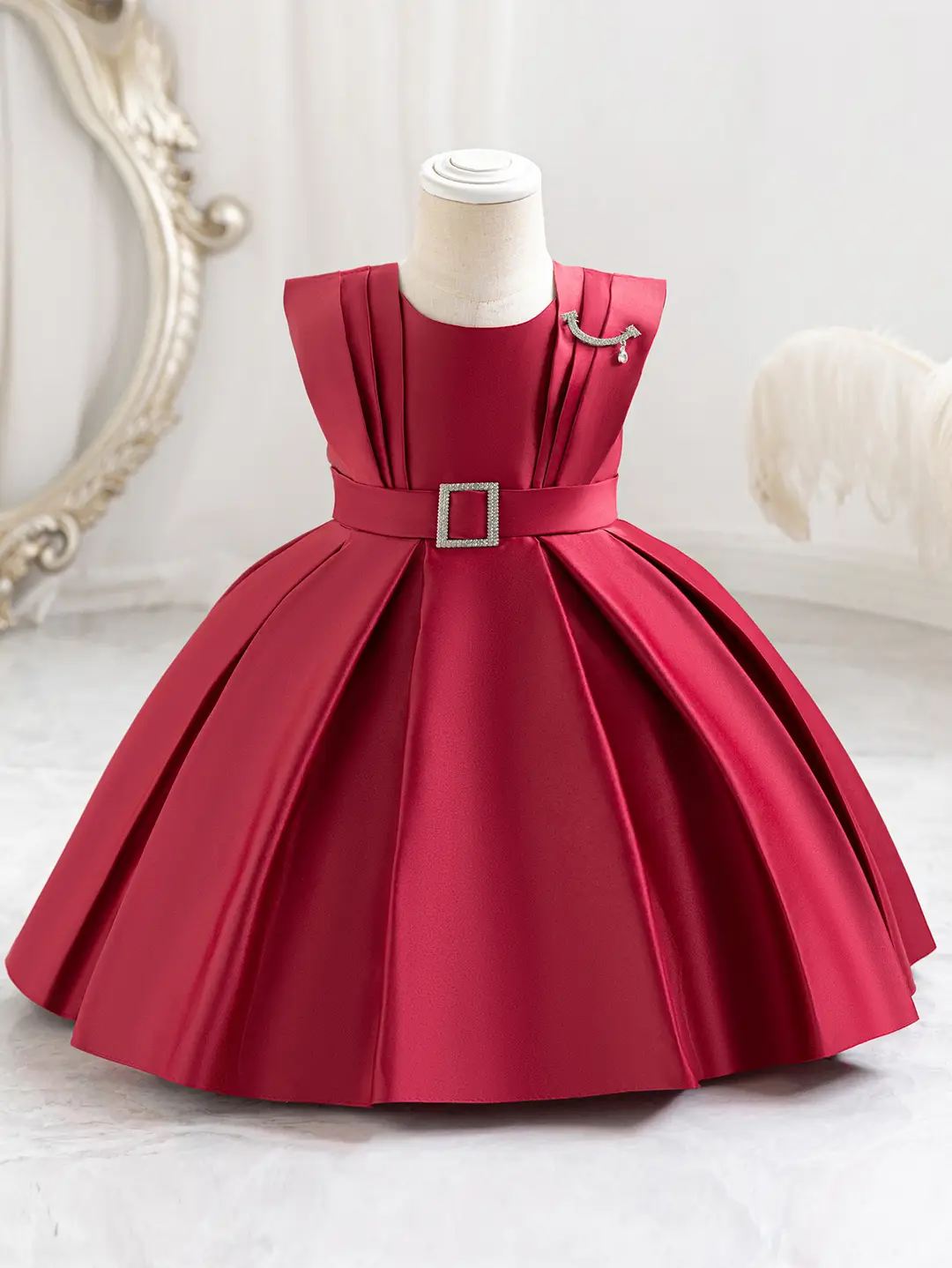 Red Flared Skirt Dress for Kids 3-6 Years