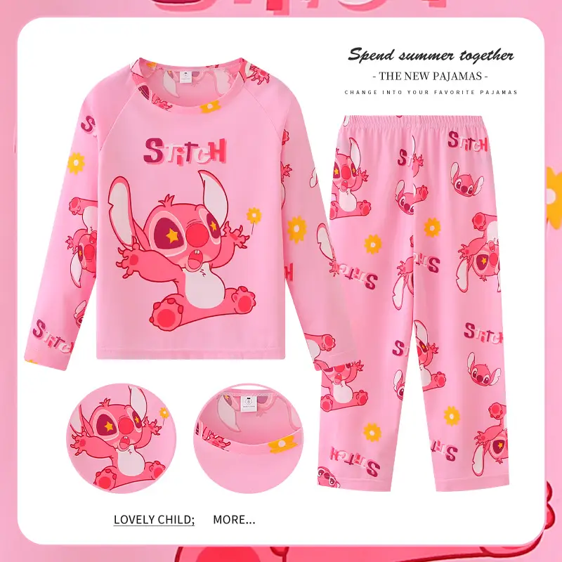 Stitch T-Shirt & Pants Set Blue Cotton for Kids
