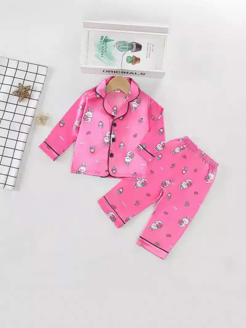 Pink Strawberry Rabbit Pajamas for Kids Air Conditioned