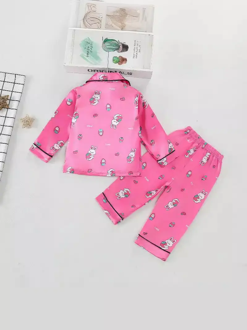 Pink Strawberry Rabbit Pajamas for Kids Air Conditioned