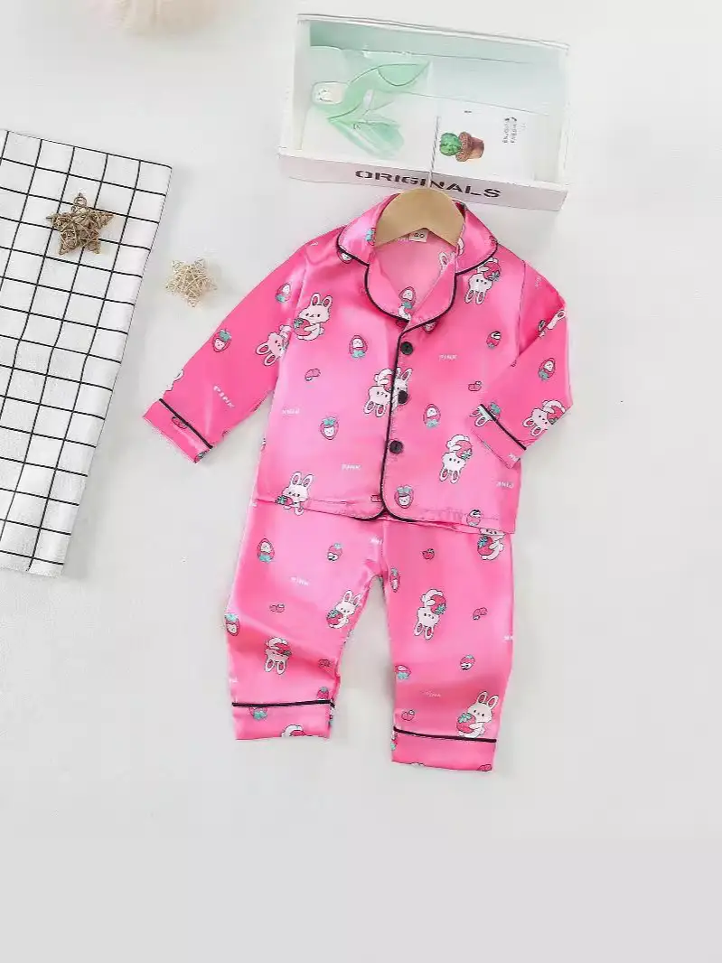 Pink Strawberry Rabbit Pajamas for Kids Air Conditioned