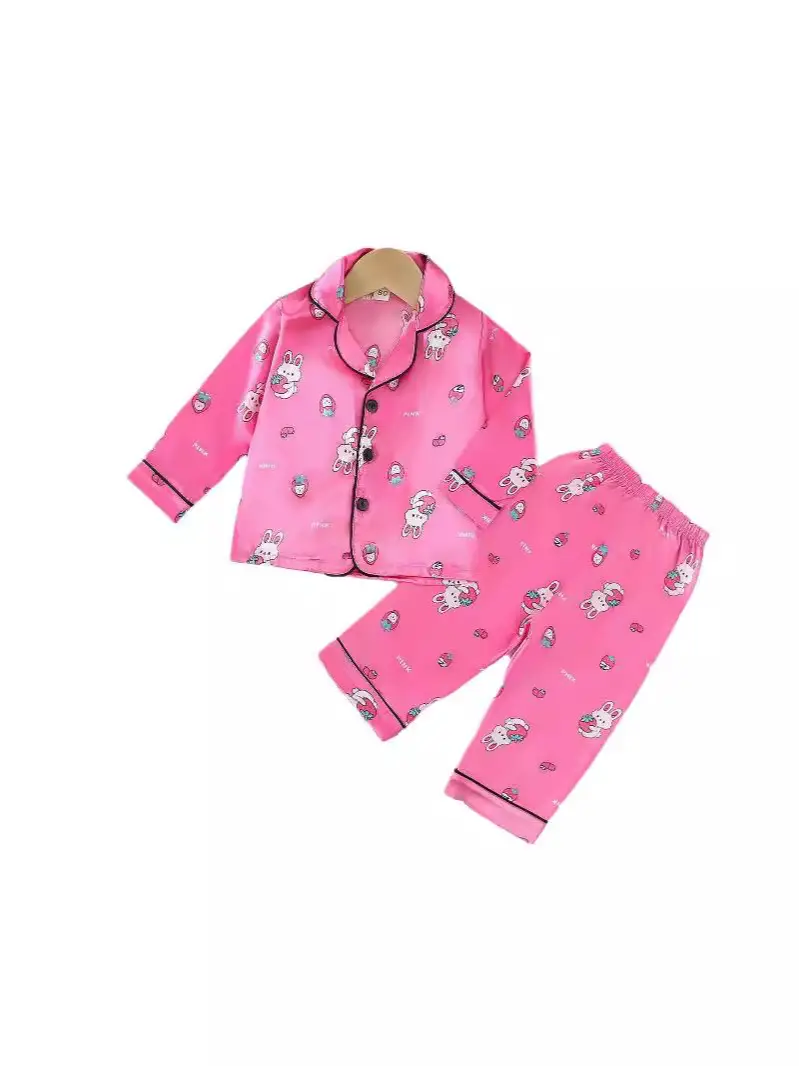Pink Strawberry Rabbit Pajamas for Kids Air Conditioned