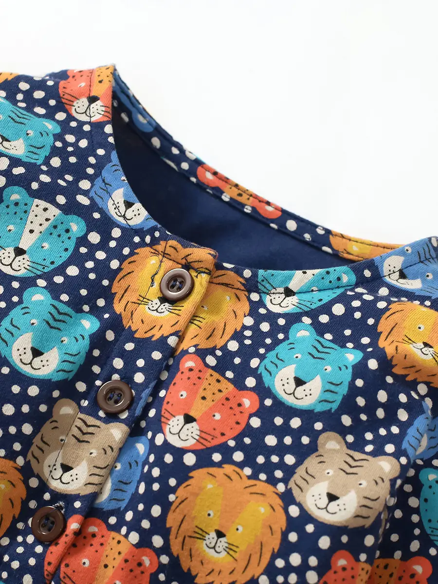 Kids Cotton Animal Print Dress for Girls Autumn Wear
