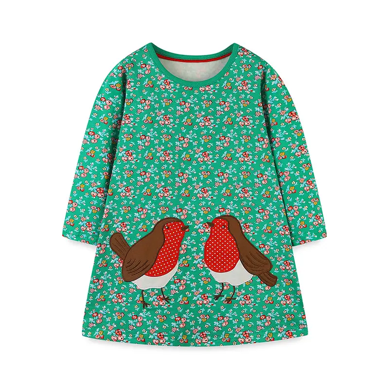 Aosta Betty Floral Bird Embroidered Dress Green Medium