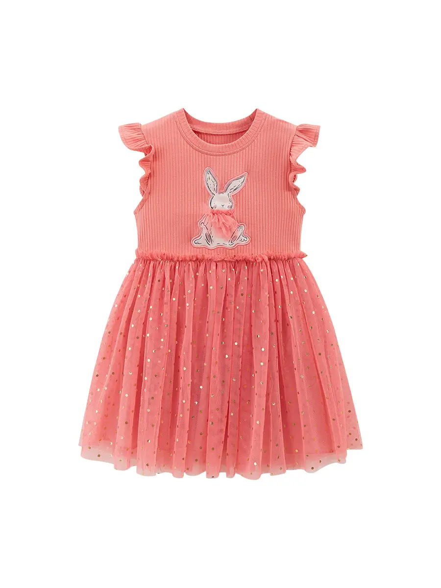 Cute Bunny Tulle Dress for Girls Pink Sparkle