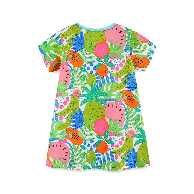 Kids Fruit Print Dress for Girls Summer Wear