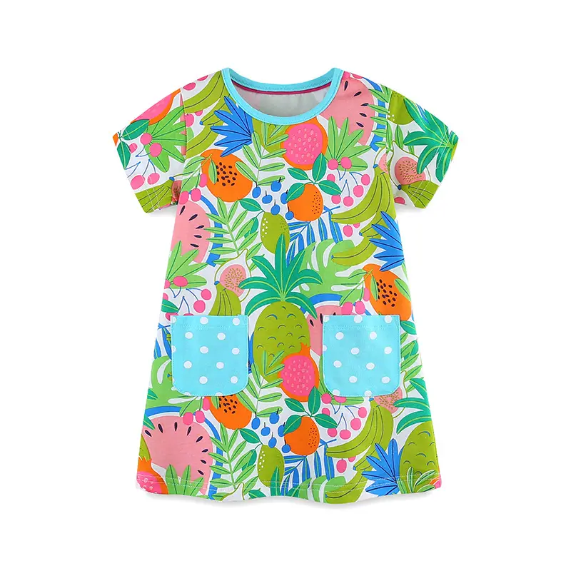 Kids Fruit Print Dress for Girls Summer Wear