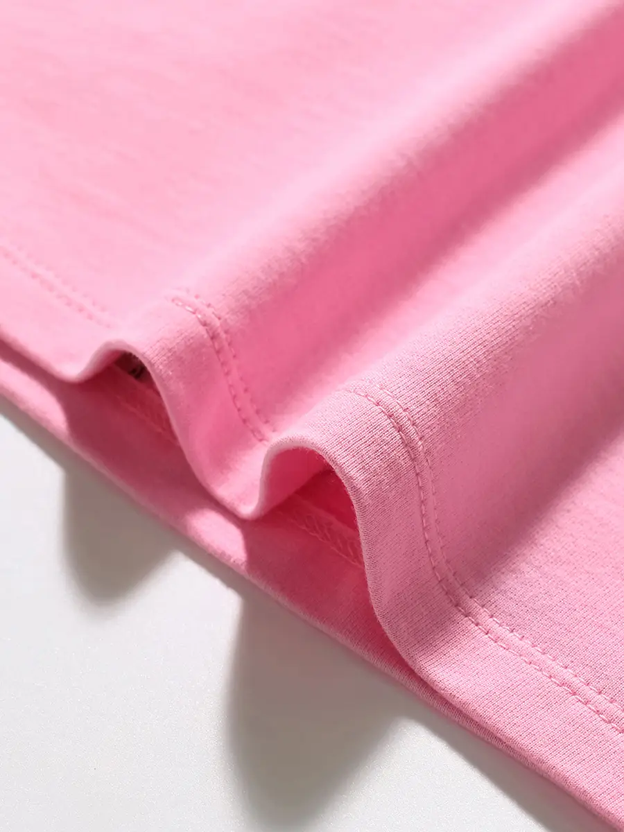 Pink Cotton T-Shirt for Kids with Rainbow Stripes & Animal Embroidery