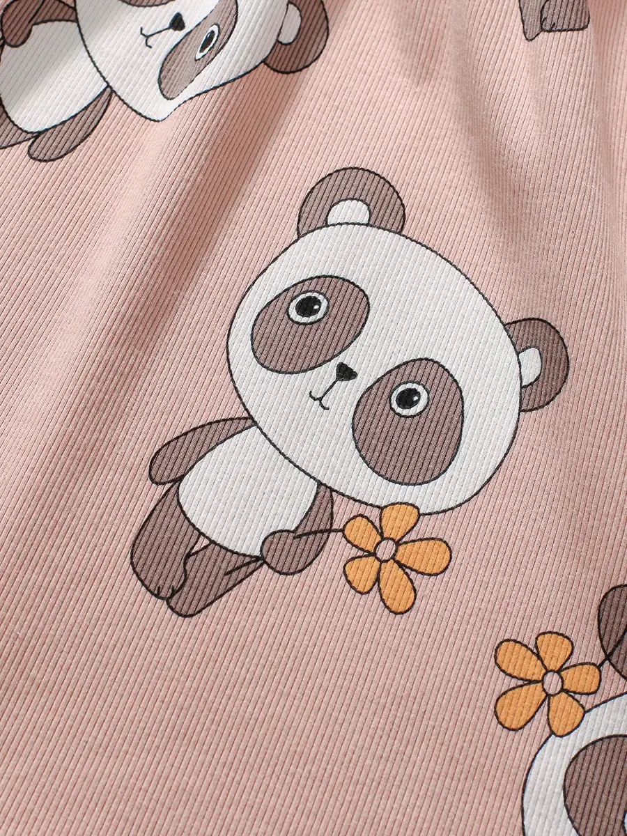 Pakistani Kids Panda Print Long Sleeve Dress Pink