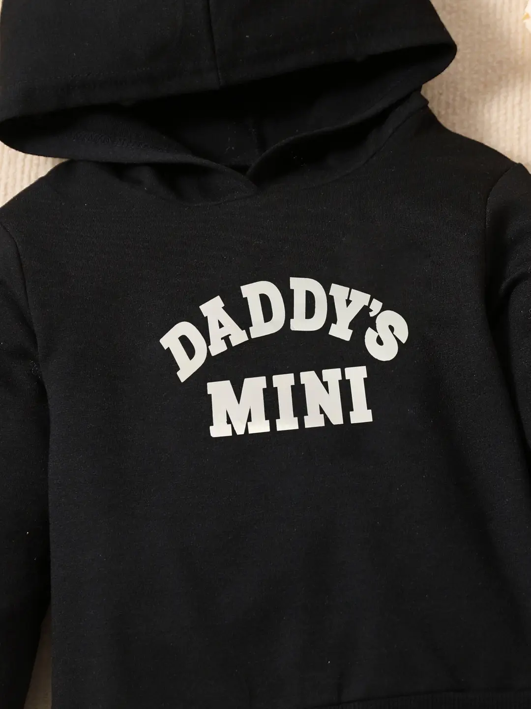Black "Daddy's Mini" Hoodie & Joggers Set for Kids 1-5