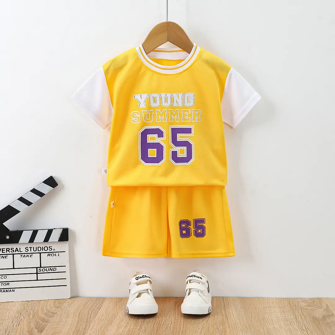 Kids Sports Shorts Set 65 Print Red Blue Yellow Black
