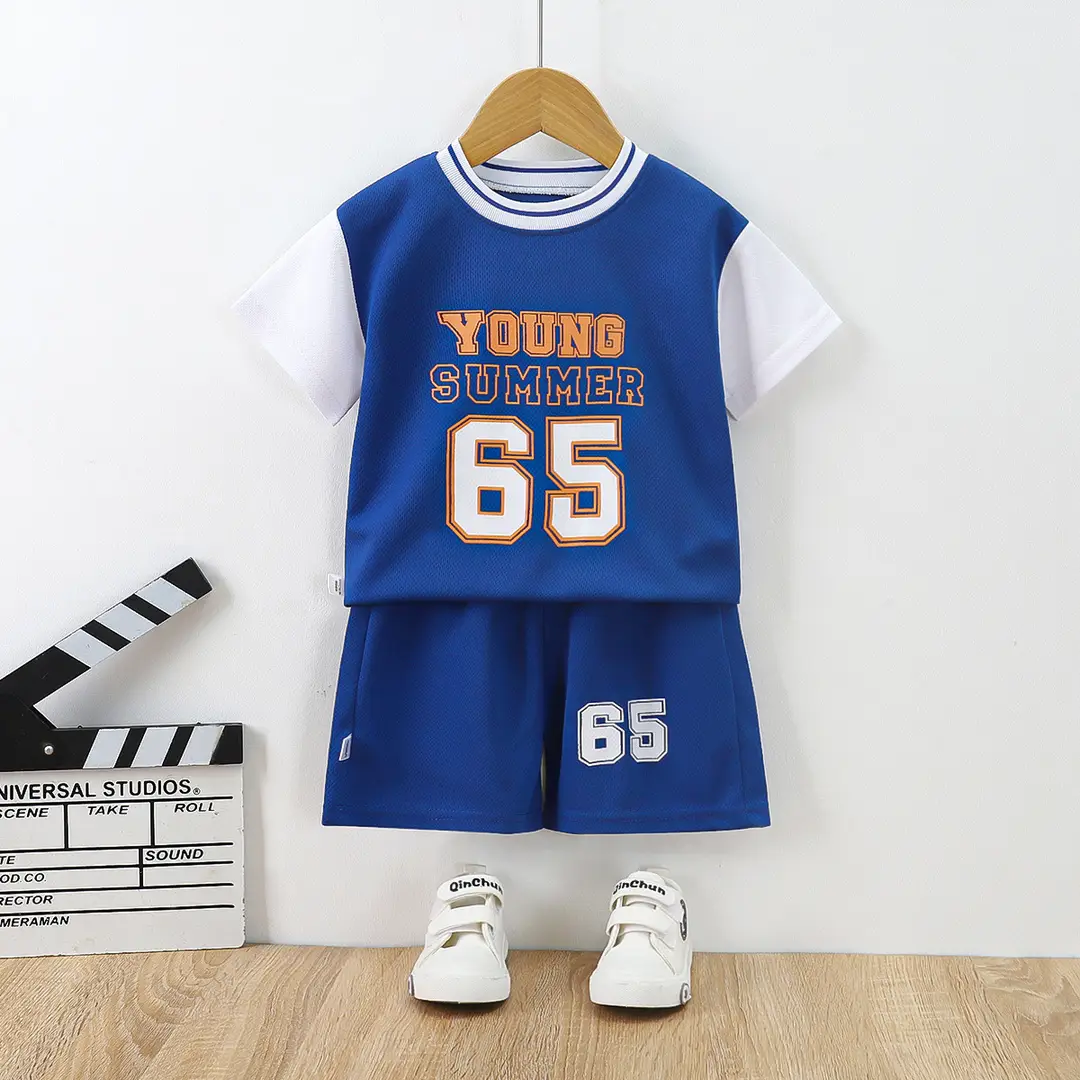 Kids Sports Shorts Set 65 Print Red Blue Yellow Black