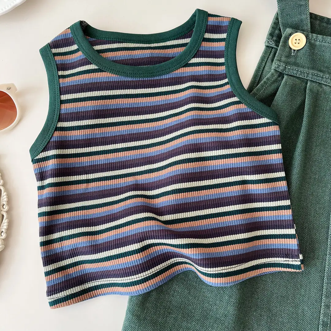 Kids Striped Tank Top & Shorts Set for Girls Summer Wear