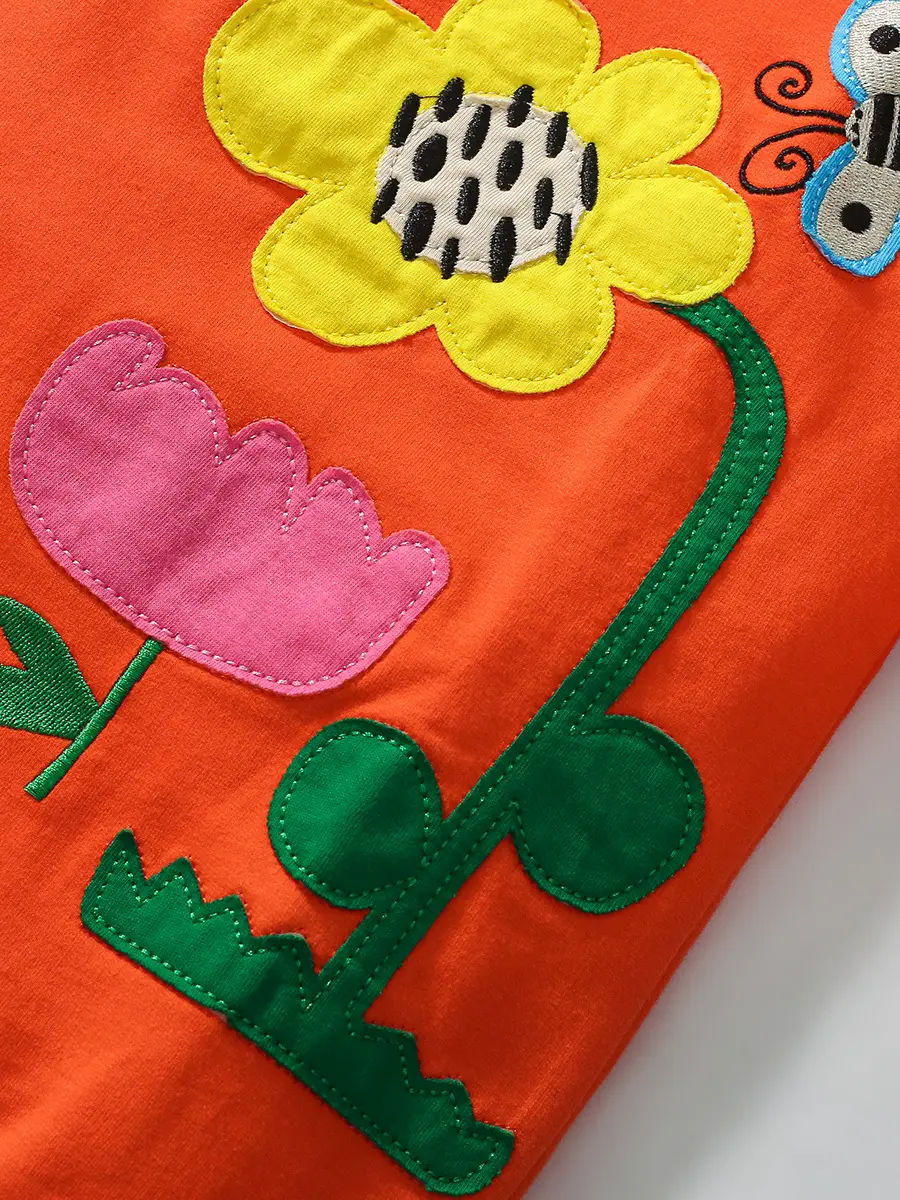 Kids Orange Floral Bee Sweater Suit for Girls