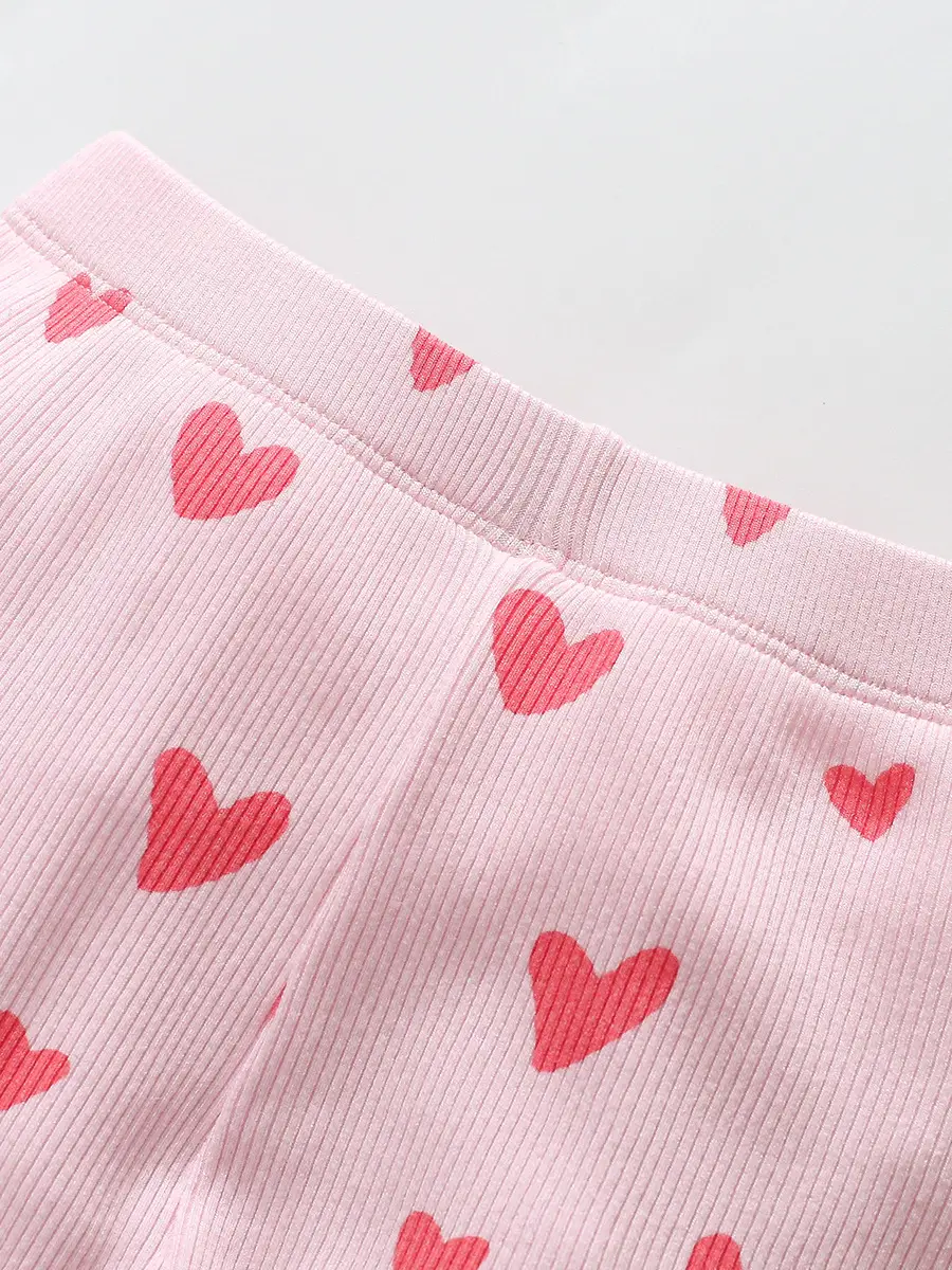 Girls Pink Heart Print Sweatshirt & Leggings Set