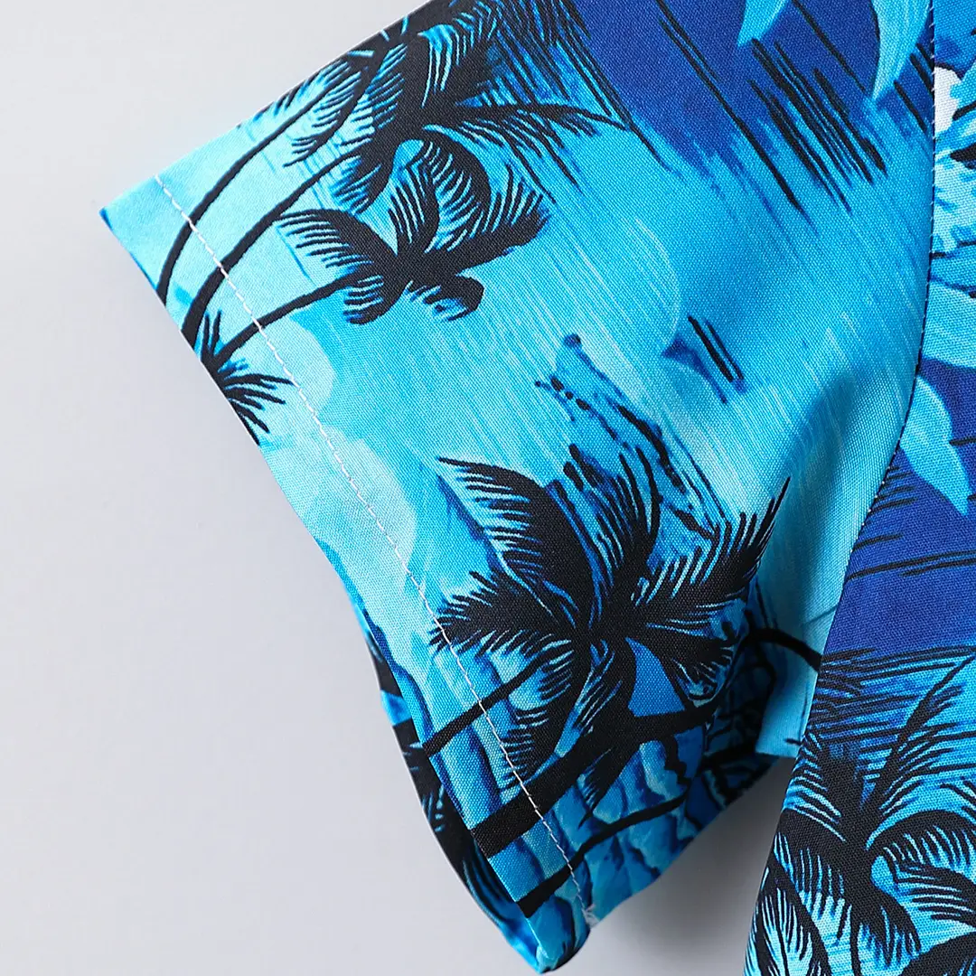 Kids Tropical Print Cardigan Shorts Set Blue