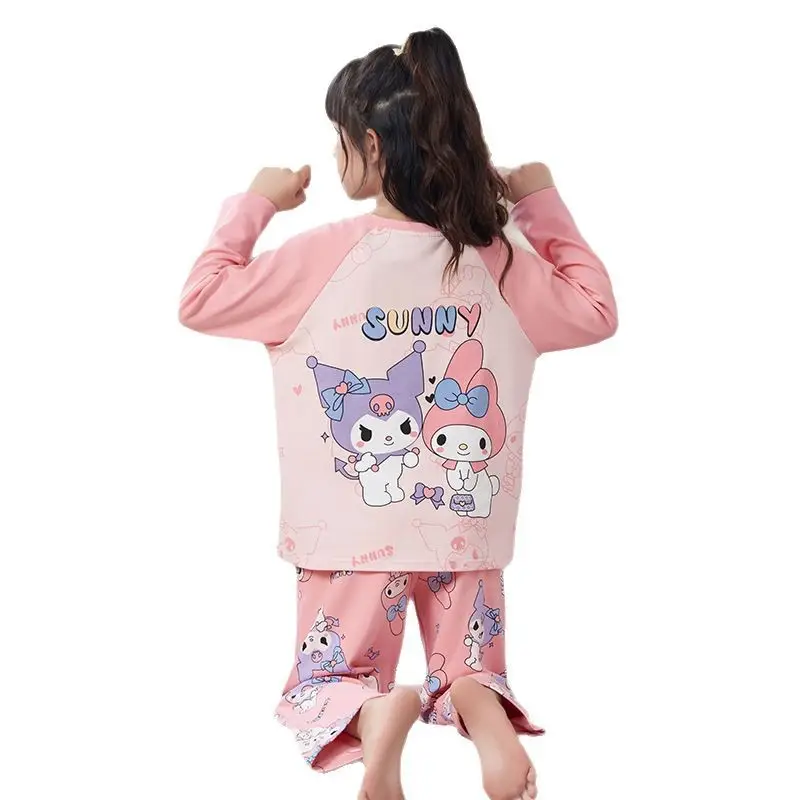 Nezha Cartoon Pajamas for Girls Blue Striped Warm Comfort