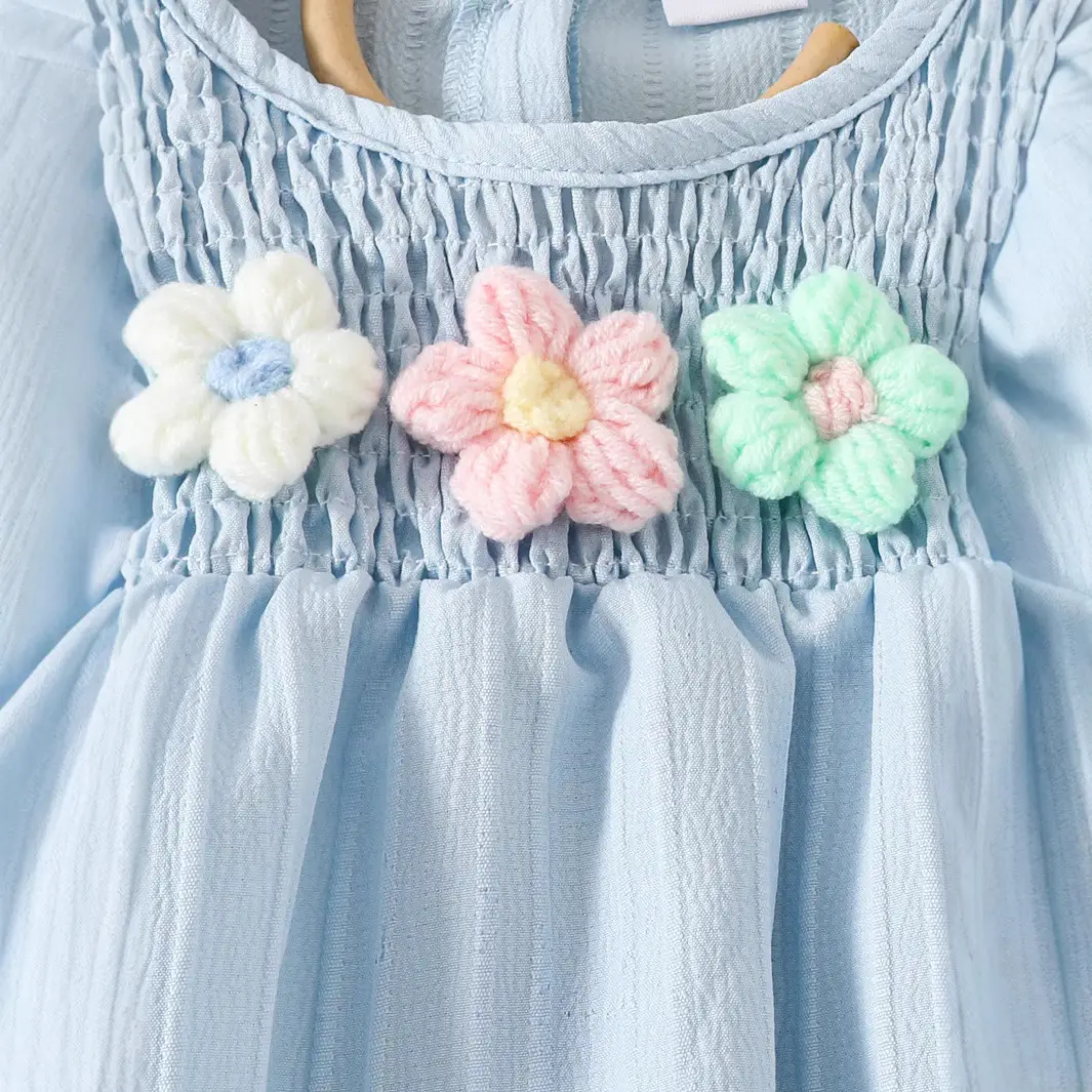 Light Blue 3D Floral Baby Suit for Girls 3-4 Years