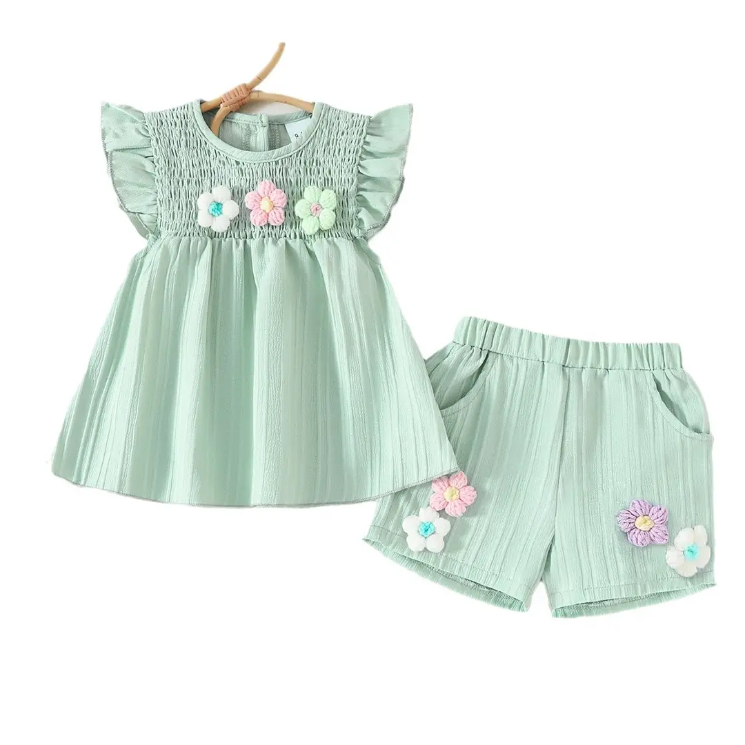 Light Blue 3D Floral Baby Suit for Girls 3-4 Years