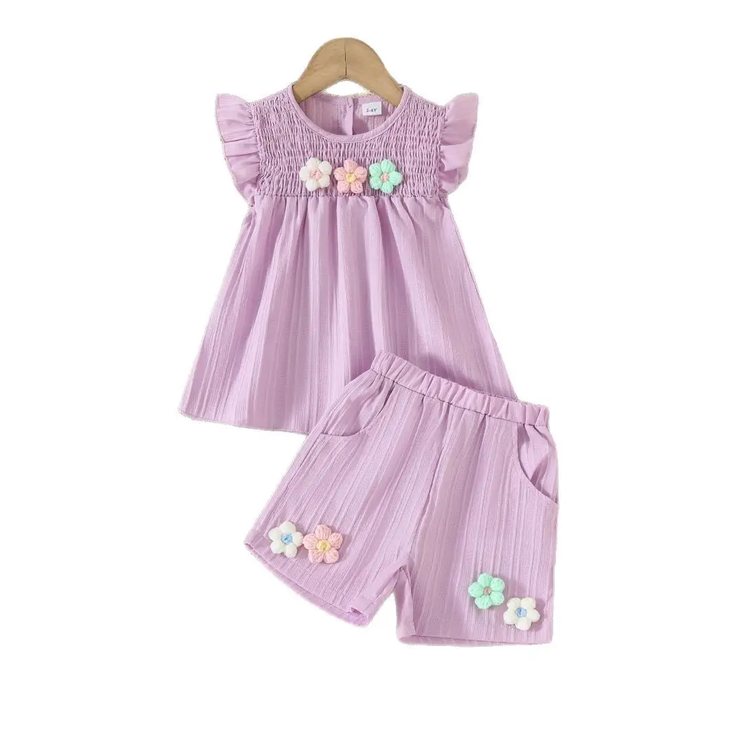 Light Green 3D Floral Baby Suit Set for Girls