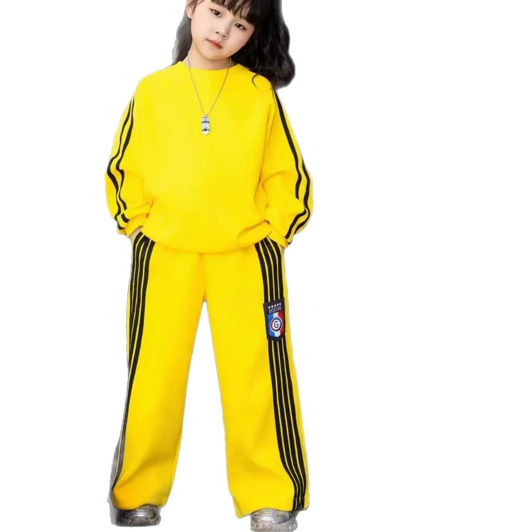 Kids Yellow Streetwear Suit for Boys Girls Spring Wear