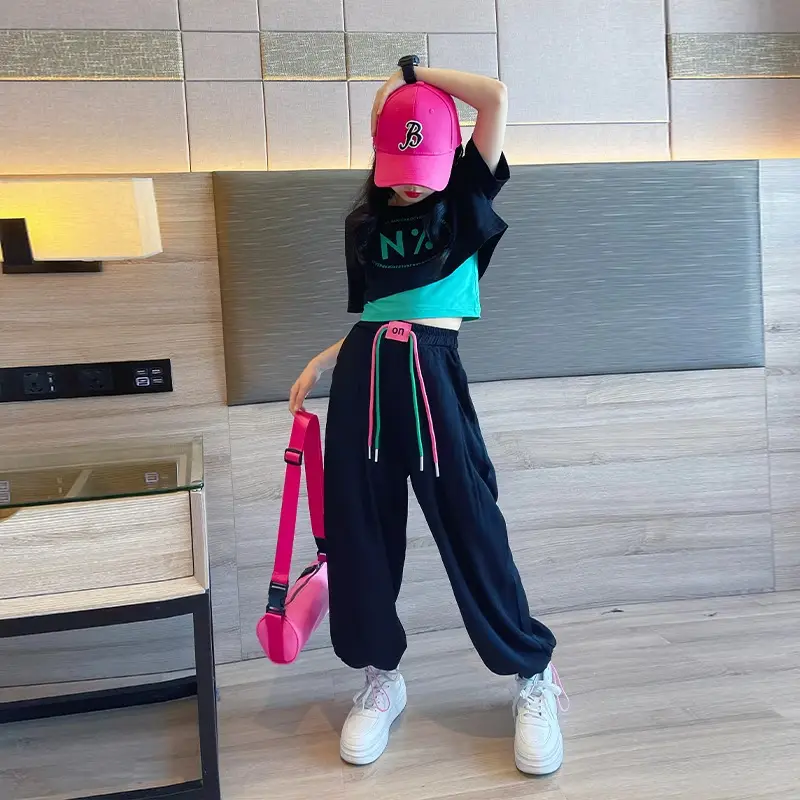 Black Korean Style 3-Piece Suit for Girls 120cm