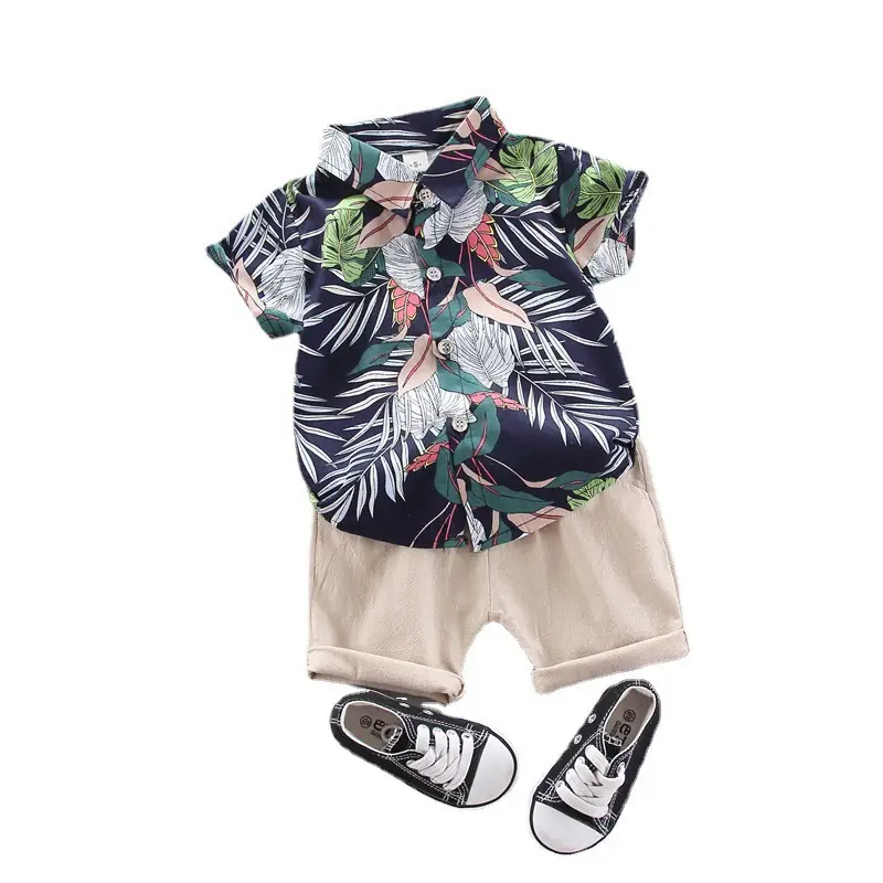 Kids Tropical Print Shirt Suit 0-4Yr Short Sleeve