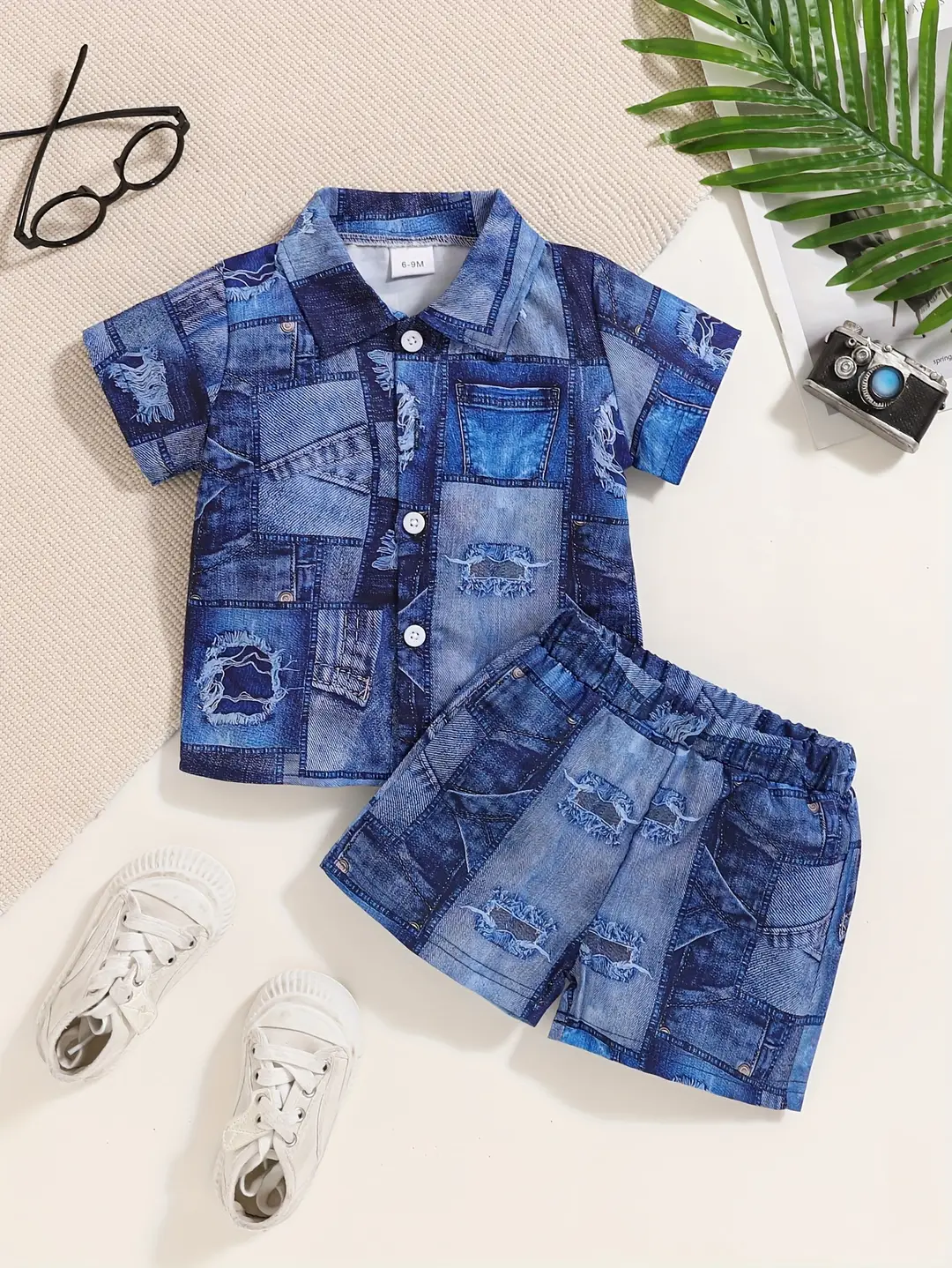 Baby Light Blue Summer Shirt & Shorts Set for 6-9M