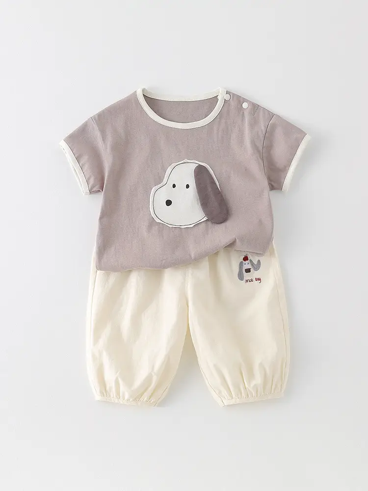 Baby Dog Appliqué Summer Suit for Kids