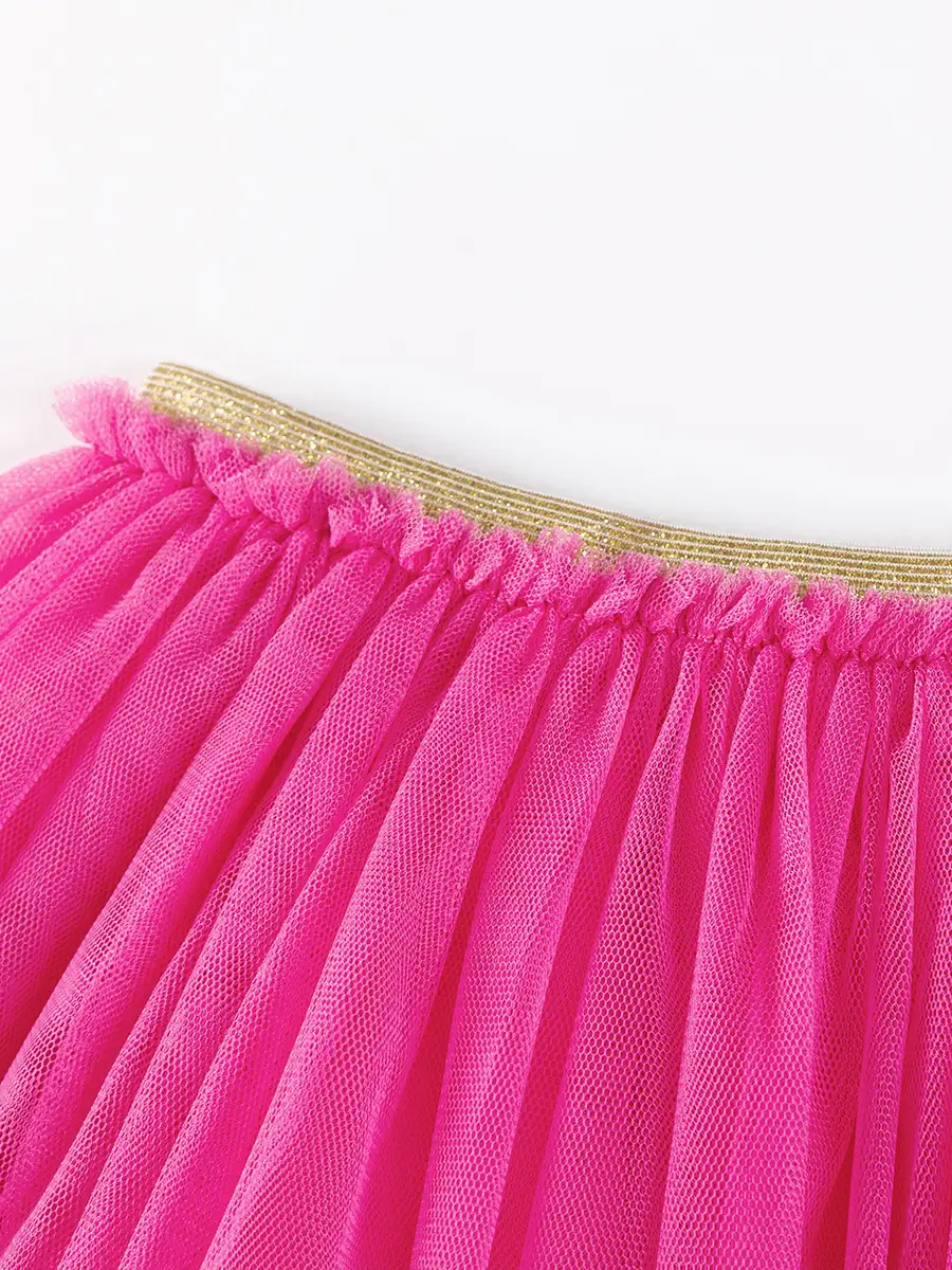 Pink Ballet Print Tulle Skirt Set for Girls
