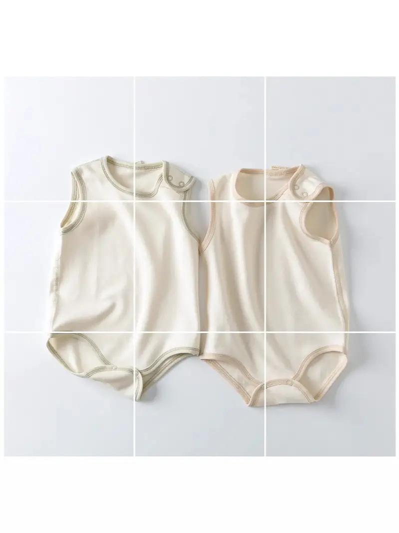Sleeveless Cotton Baby Jumpsuits Beige Summer